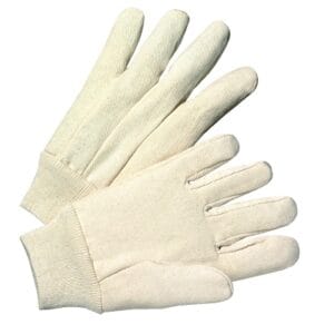 Premium Grade Cotton Canvas Single-Palm Gloves, Knit Wrist, Natural, Large