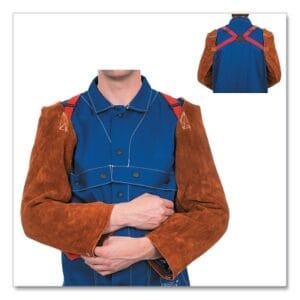 Premium Leather Sleeves, 18 in, Hook/Loop, One Size, Lava Brown