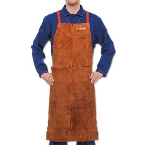 Premium Side Split Cowhide Leather Bib Apron, 24 in W, 36 in L, Lava Brown