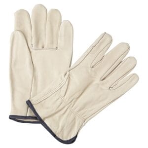 Quality Grain Cowhide Leather Driver Gloves, X-Large, Unlined, Natural, Shirred Elastic Back