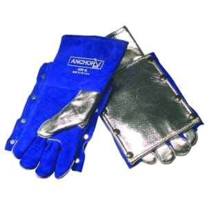 Welding Gloves, Split Cowhide, Full Sock Lining, Large, Blue, Glove w/ Back Pad