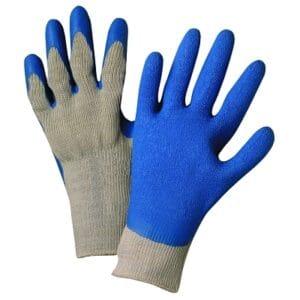 Latex Coated Gloves, Large, Blue/Gray