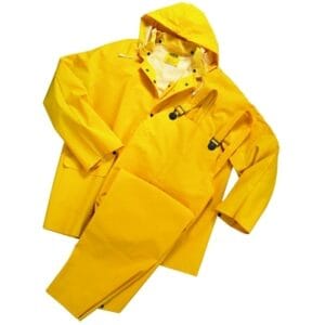 3-Pc Rainsuit, Jacket/Hood/Overalls, 0.35 mm, PVC Over Polyester, Yellow, Medium
