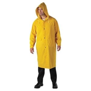 48 in Raincoat with Detachable Hood, 0.35 mm, PVC over Polyester, Yellow, 2X-Large