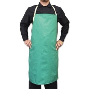Flame-Retardant Cotton Sateen Bib Apron, 24 in W x 42 in L, Green