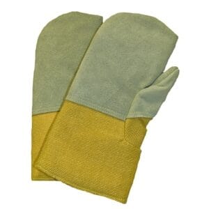 High Heat Gloves, Fiberglass; Full Leather Face/Wool, Yellow, Large