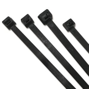 UV Stabilized Cable Tie, 120 lb Tensile Strength, 12 in L, Black, 100 EA/BG
