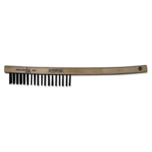 Hand Scratch Brush, 13 in, 4 X 18 Rows, Carbon Steel Bristles, Curved Wood Handle