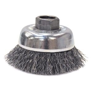 Crimped Wire Cup Brush, 3 in Dia, 5/8 in-11 Arbor, 0.012 in Carbon Steel