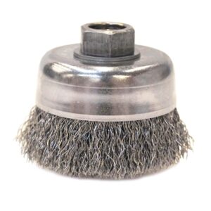 Crimped Wire Cup Brush, 3 in Dia, 5/8 in-11 Arbor, 0.012 in Stainless Steel