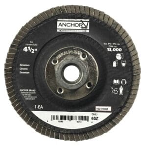 Abrasive Flap Disc, 4-1/2 in dia, 60 Grit, 7/8 in arbor, 12000 RPM, Type 27