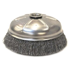 Crimped Wire Cup Brush, 6 in dia, 5/8 in-11 Arbor, 0.014 in Carbon Steel