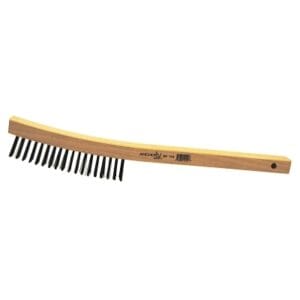Hand Scratch Brush, 14 in L, 4 x 18 Rows,Steel Bristles, Curved Handle