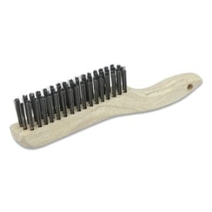 Hand Scratch Brush,10 in L, 4 x 16 Rows, Steel Bristles, Shoe Handle