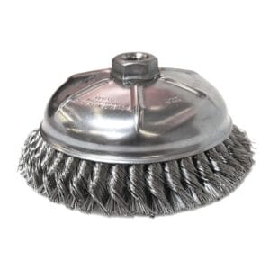 Heavy-Duty Knot-Style Cup Brushes, 6 in Dia., 0.023 in Stainless Steel Wire