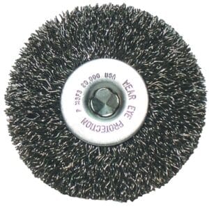 Crimped Wheel Brush, 3 in D x 1/2 in W, 0.014 in, Stainless Steel