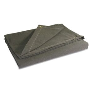 Protective Tarp, 12 ft W x 16 ft L, Fire Retardant, Canvas, Olive Drab