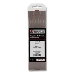 Zirconiated Ground Tungsten Electrode, 0.040 in dia x 7 in L, 10 PK