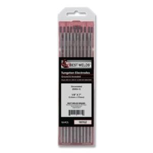 Zirconiated Ground Tungsten Electrode, 1/8 in dia x 7 in L, 10 PK