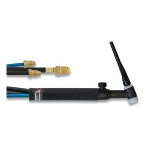 18V TIG Torch Package, Water Cooled, 350 A, Rigid Head with Valve, 25 ft Cable, Braided Rubber