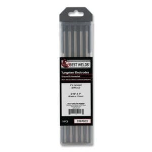 2% Ceriated Ground Tungsten Electrode, 3/16 in x 7 in, 5 PK