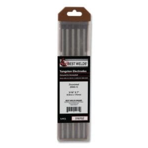 Zirconiated Ground Tungsten Electrode, 3/16 in dia x 7 in L, 5 PK
