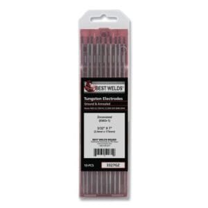 Zirconiated Ground Tungsten Electrode, 3/32 in dia x 3 in L, 10 PK