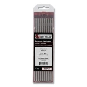 Zirconiated Ground Tungsten Electrode, 5/32 in dia x 7 in L, 10 PK