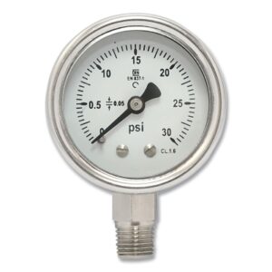 Replacement Pressure Measurement Gas Gauge, 2 in, 30 psi, 1/4 in NPT, MIP