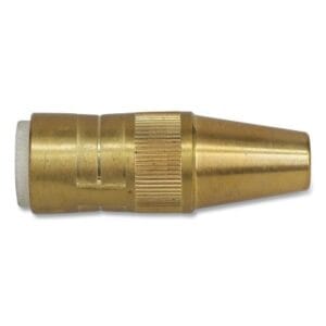 Centerfire Style MIG Gun Nozzle, 3/8 in Bore, 1/8 in Stickout Tip, Brass