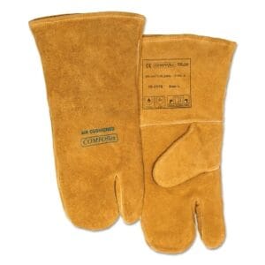 COMFOflex Premium Leather Welding Gloves, Split Cowhide, Large, Buck Tan, 1-Finger Mits