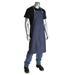 Blue Denim Apron, 28 in W x 36.5 in L, Blue