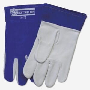 TIG Welding Gloves, Capeskin/Split Cowhide, Large, Blue/White