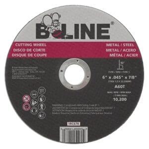 Cutting Wheel, 6 in dia, 0.045 in Thick, 7/8 in Arbor, 60 Grit, Aluminum Oxide