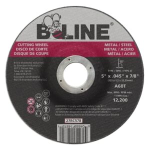 Depressed Ctr Cutting Wheel, 5 in dia, 0.045 in Thick, 7/8 in Arbor, 60 Grit