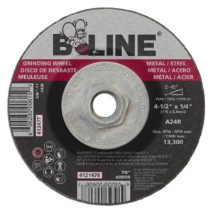 Depressed Center Grinding Wheel, 4-1/2 in dia, 5/8 in-11 Arbor, 1/4 in Thick, 24 Grit, Aluminum Oxide