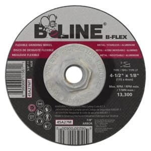 Flexible Depressed Center Wheel, 4-1/2 in dia, 1/8 in Thick, 5/8 in-11 Arbor, 46 Grit, Aluminum Oxide