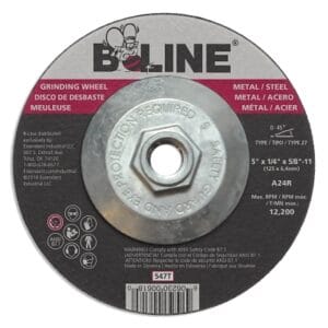 Depressed Center Grinding Wheel, 5 in dia, 1/4 in Thick, 5/8 in-11 Arbor, 24 Grit, Aluminum Oxide